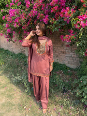 Hand embroidered farshi suit with full lining (Gursheen)