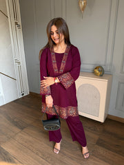 Woollen embroidered A line co-ord set (Inara)
