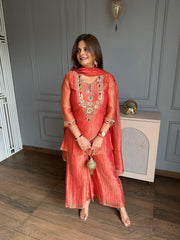 Beautiful suit in jewellery work shimmer tissue fabric with dupatta and full lining (Malini)