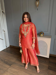 Beautiful suit in jewellery work shimmer tissue fabric with dupatta and full lining (Malini)