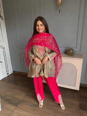 Beautiful formal embroidered short A lined farshi salwar suit (Kyra)