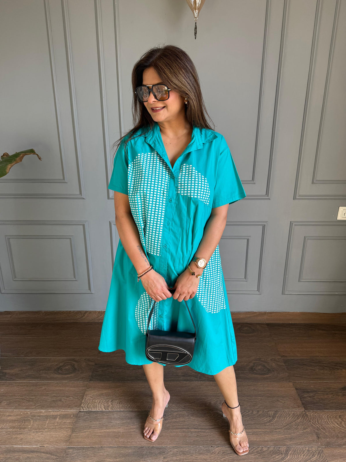 Imported loose cotton shirt cum dress (Oliva)