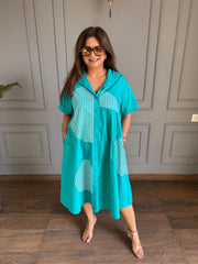Imported loose cotton shirt cum dress (Oliva)