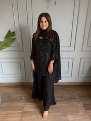 Beautiful georgette sharara hand embroidered suit with embroidered dupatta (Jahana)