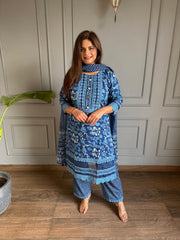 Pure cotton laced suit with cotton dupatta (Cool)