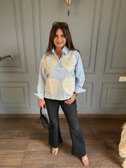 Beautiful embroidered lace work cotton shirt (Cove)