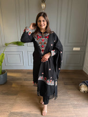 3 Piece wollen 3d printed embroided shawl suit (Nazira)
