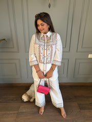 Imported cotton blend embroidered co-or set (Heer)