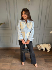 Beautiful embroidered lace work cotton shirt (Cove)