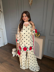 Super pretty rose detailing 4 piece garara suit with purse (Tessa)
