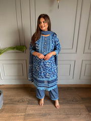 Pure cotton laced suit with cotton dupatta (Cool)