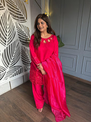 Pakistani style 3 piece dupian silk suit (Lila)