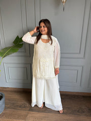 Beautiful georgette sharara hand embroidered suit with embroidered dupatta (Jahana)