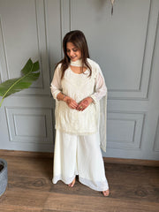 Beautiful georgette sharara hand embroidered suit with embroidered dupatta (Jahana)