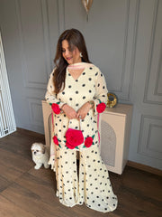 Super pretty rose detailing 4 piece garara suit with purse (Tessa)
