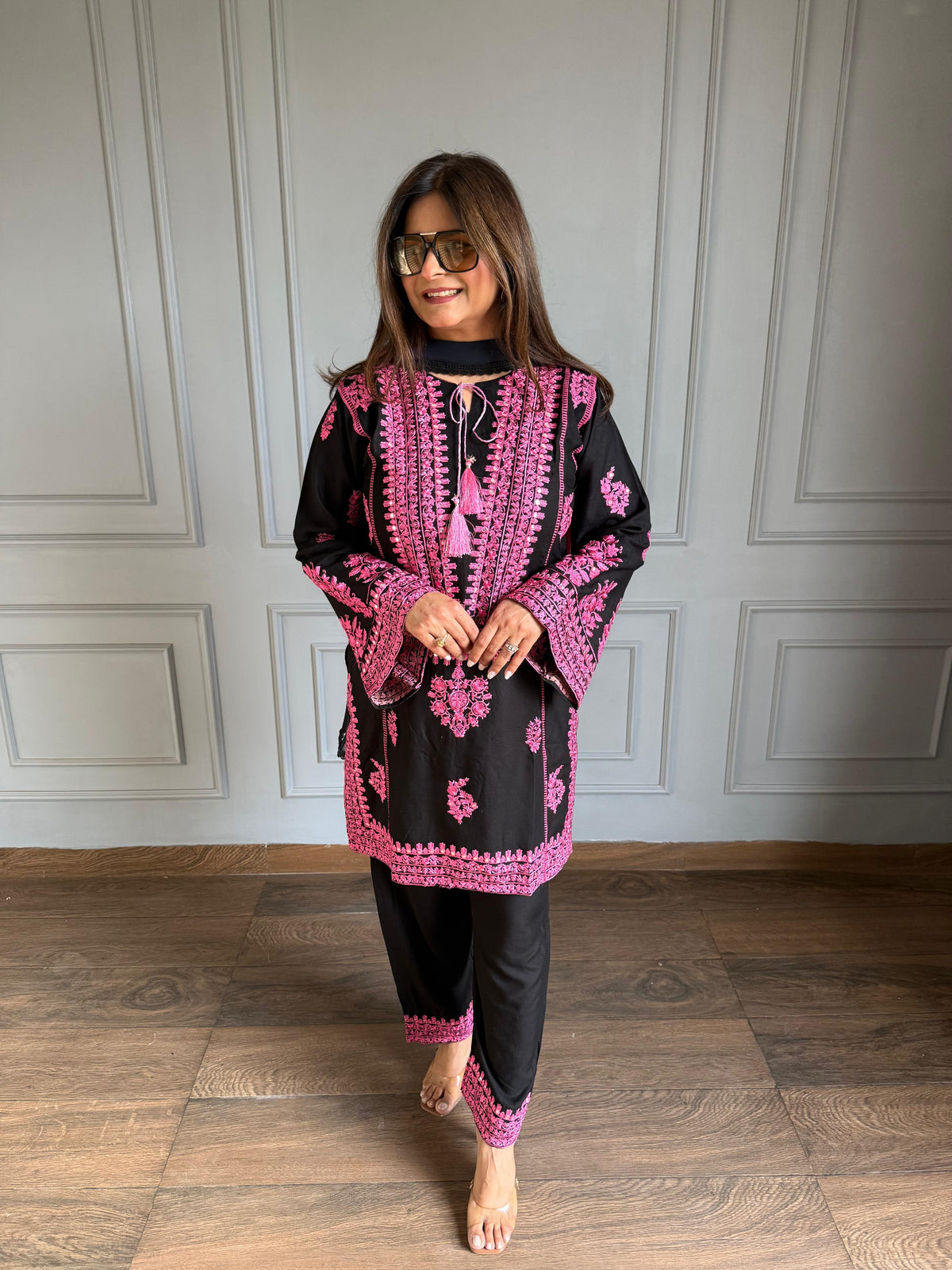 Embroiderd cotton rayon pakistani farshi salwar suit (Kyle)