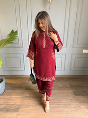 All new farshi salwar woollen embroided co-ord set (Noora)