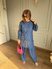 Cotton Denim farshi salwaar Coord (Nish)