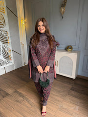 (Kaveri) Premium knitted farshi salwar shawl suit