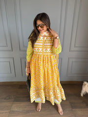 Pure cotton office wear floral suit (Sunflower)