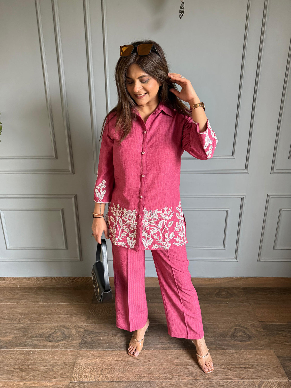 Trending summer cotton blend embroidered co-ord set (Nuria)