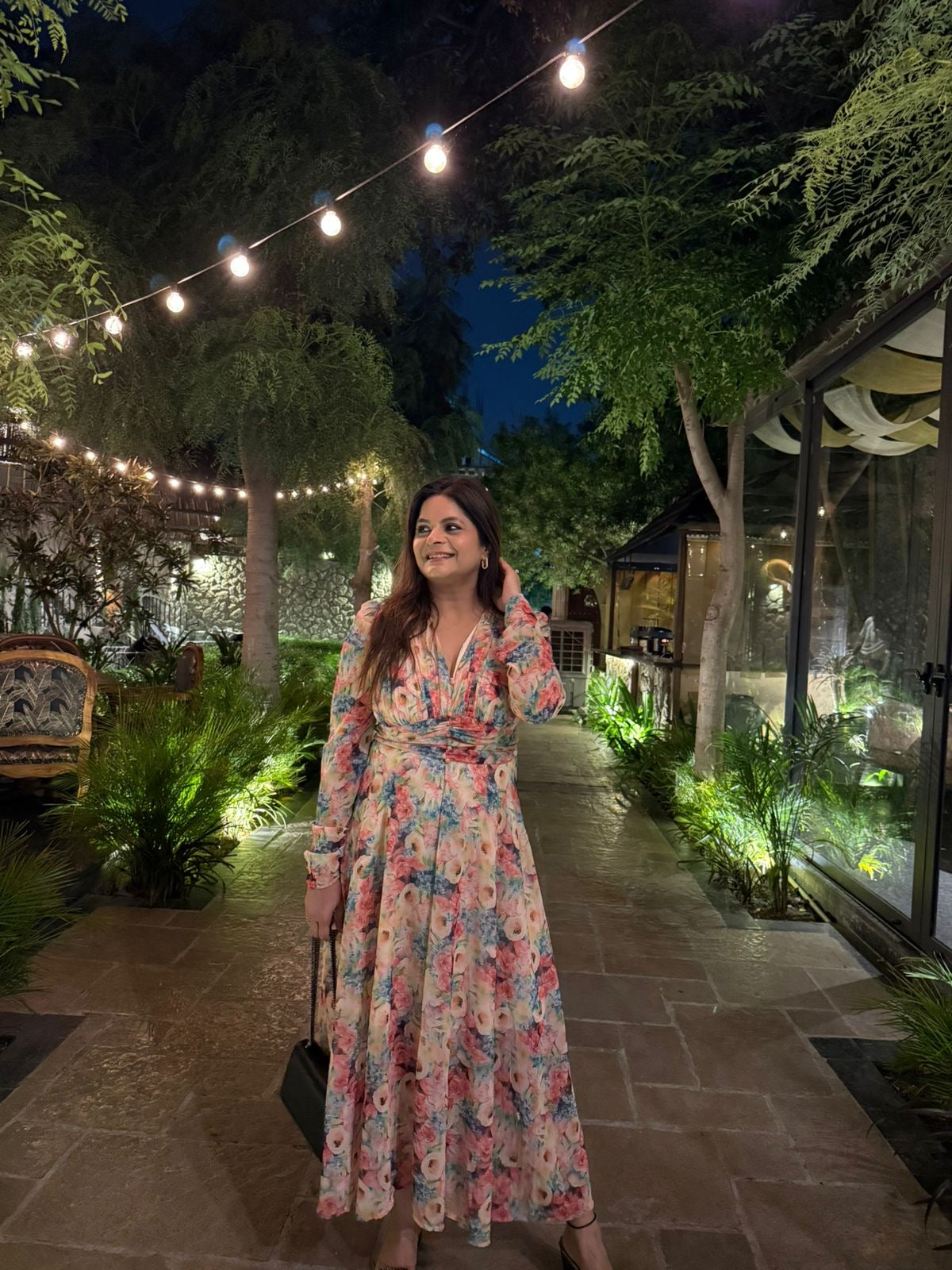 Cotton floral printed summer dress (Orchid)