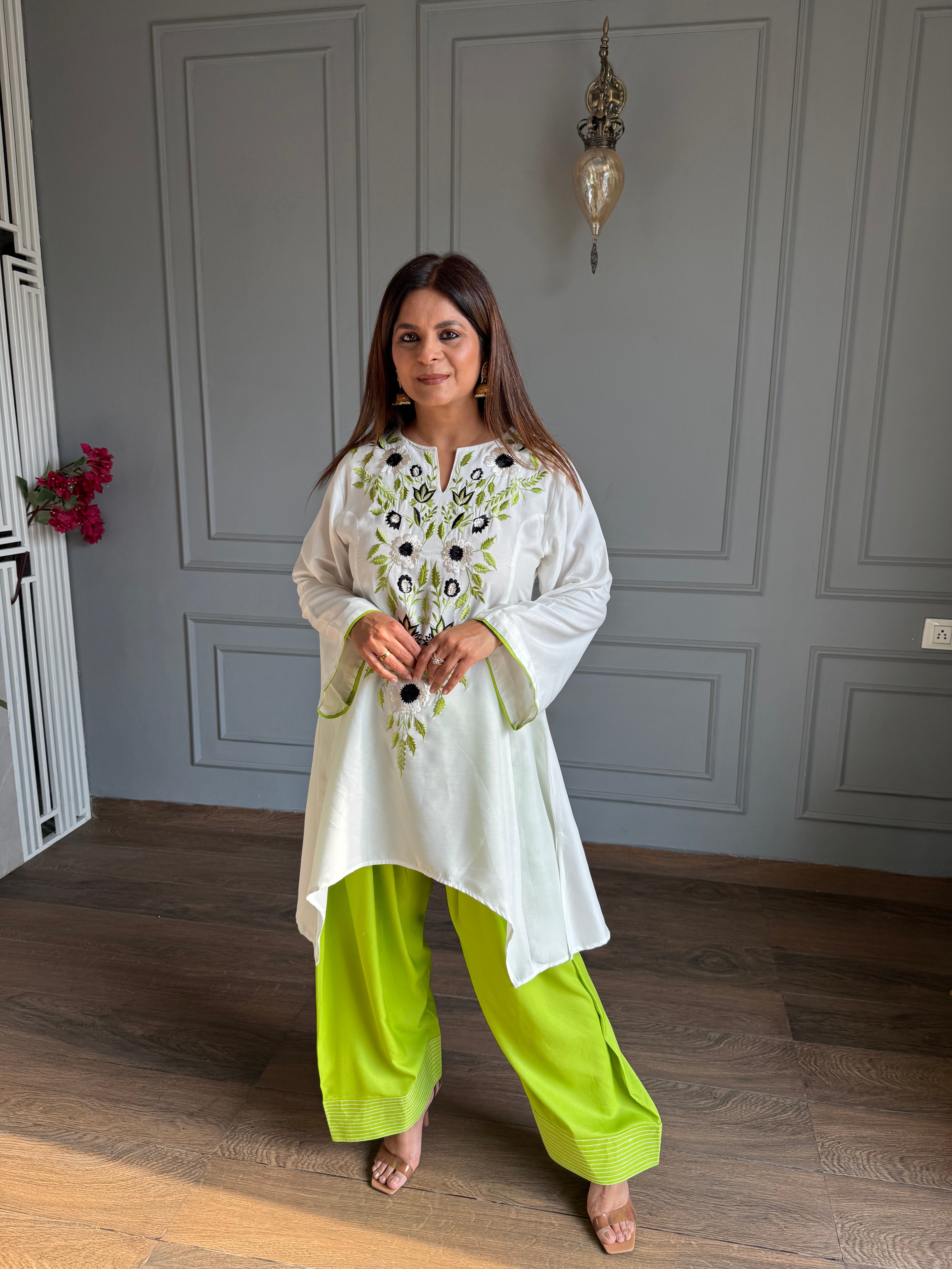 Farshi salwar cotton embroided co-ord set