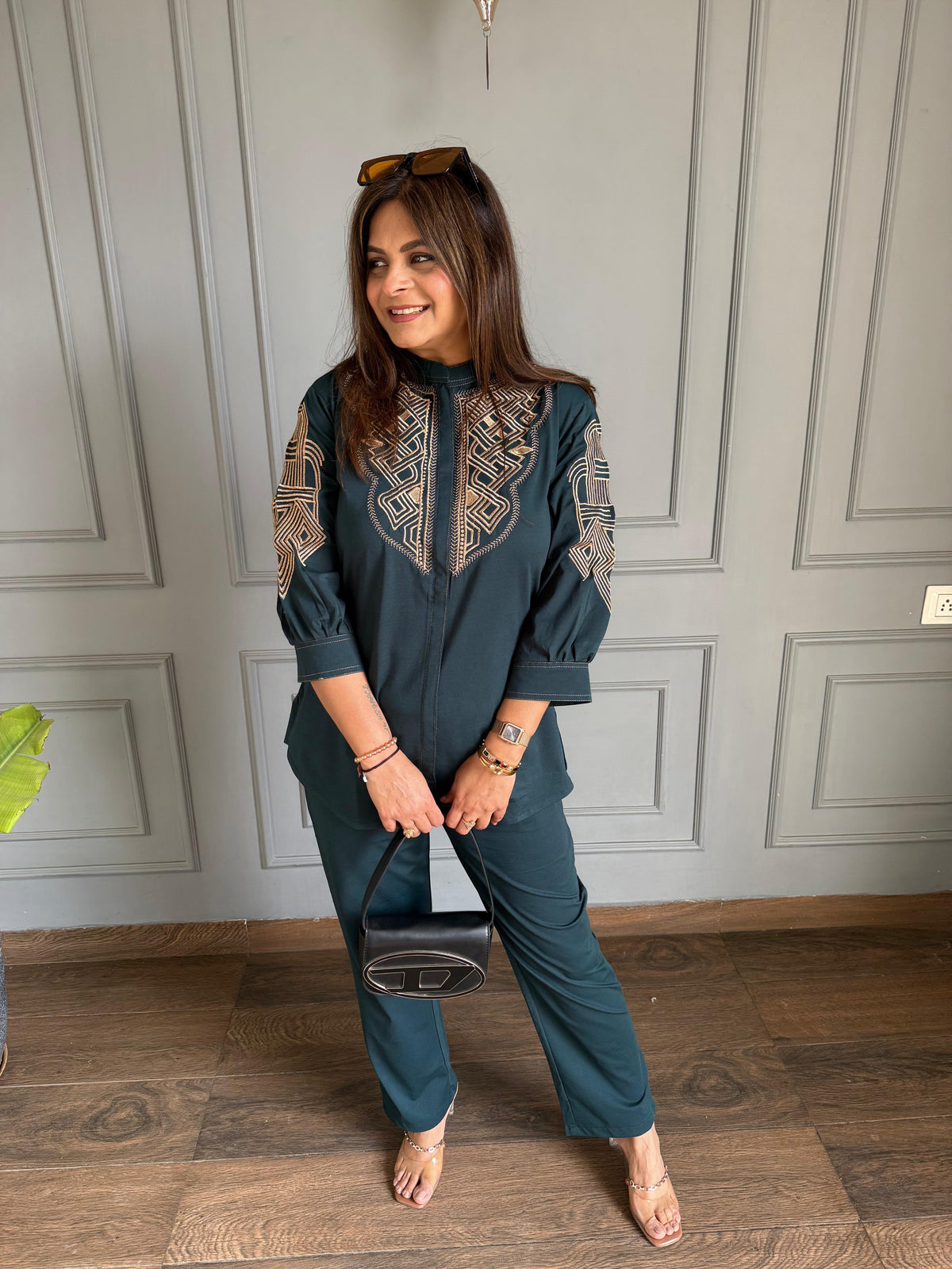 Embroidered super soft co-ord set in cotton lycra strechable fabric (Rashmika)