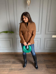 Super warm and luxurious short botton tweed coats (Saffron)