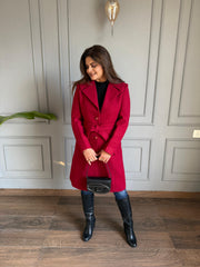 Long buttoned warm tweed coats