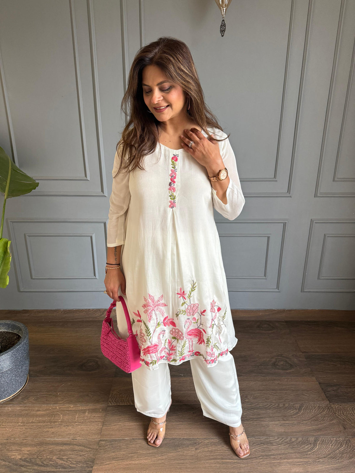 Formal chinnon chiffon embroidered co-ord with full lining (Damini)