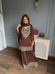 Imported chinnon real mirror garara suit (Ravya)