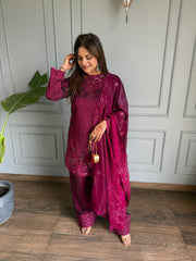 Dupian silk farshi salwar embroidered co-ord set cum suit (Hansvi)