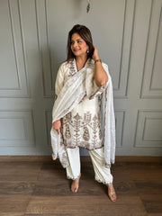 Pakistani linen cotton embroidered suit (Ira)