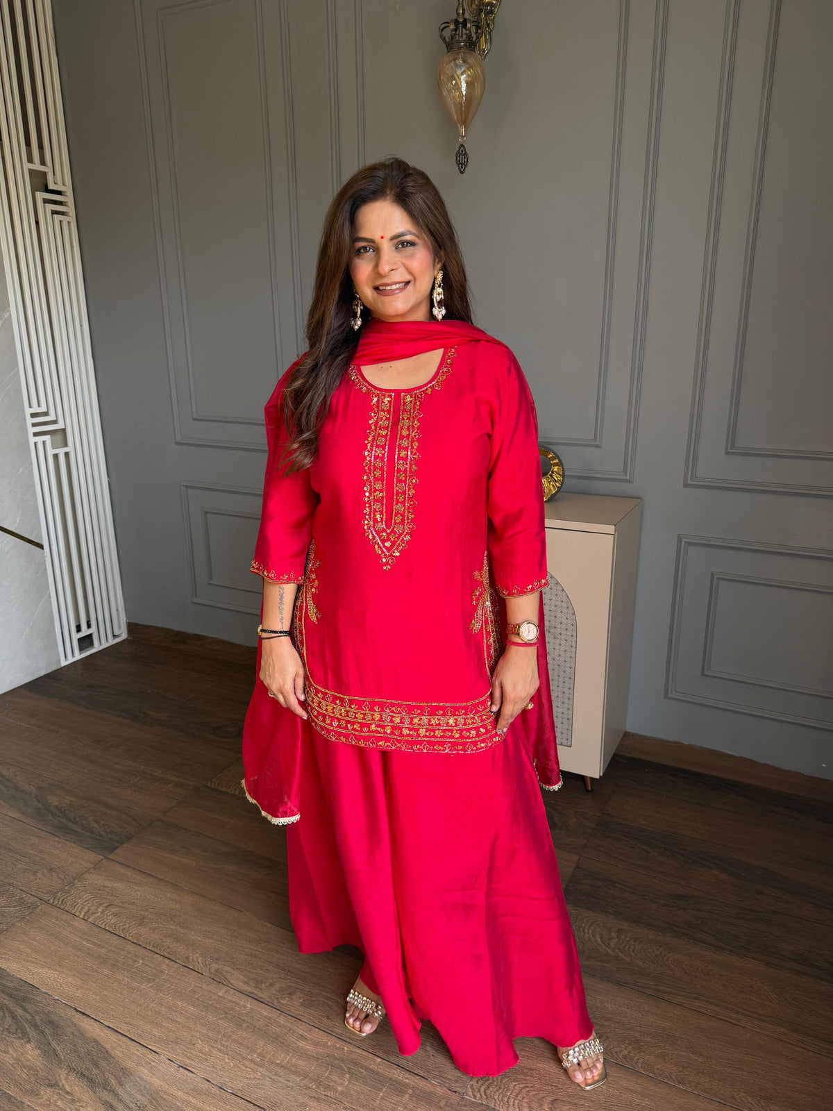 Hand embroidered imported georgette suit with organza dupatta (Hazel)