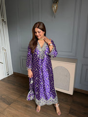 Real mirror detailing 2 piece long dress with potli (Miko)