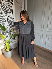 Half denim calf length dress (Uk)