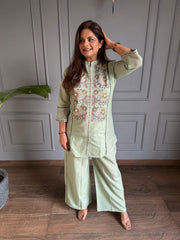 Pure cotton embroidered summer co-ord set (Slush)