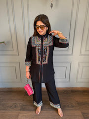 Imported cotton blend embroidered co-or set (Heer)