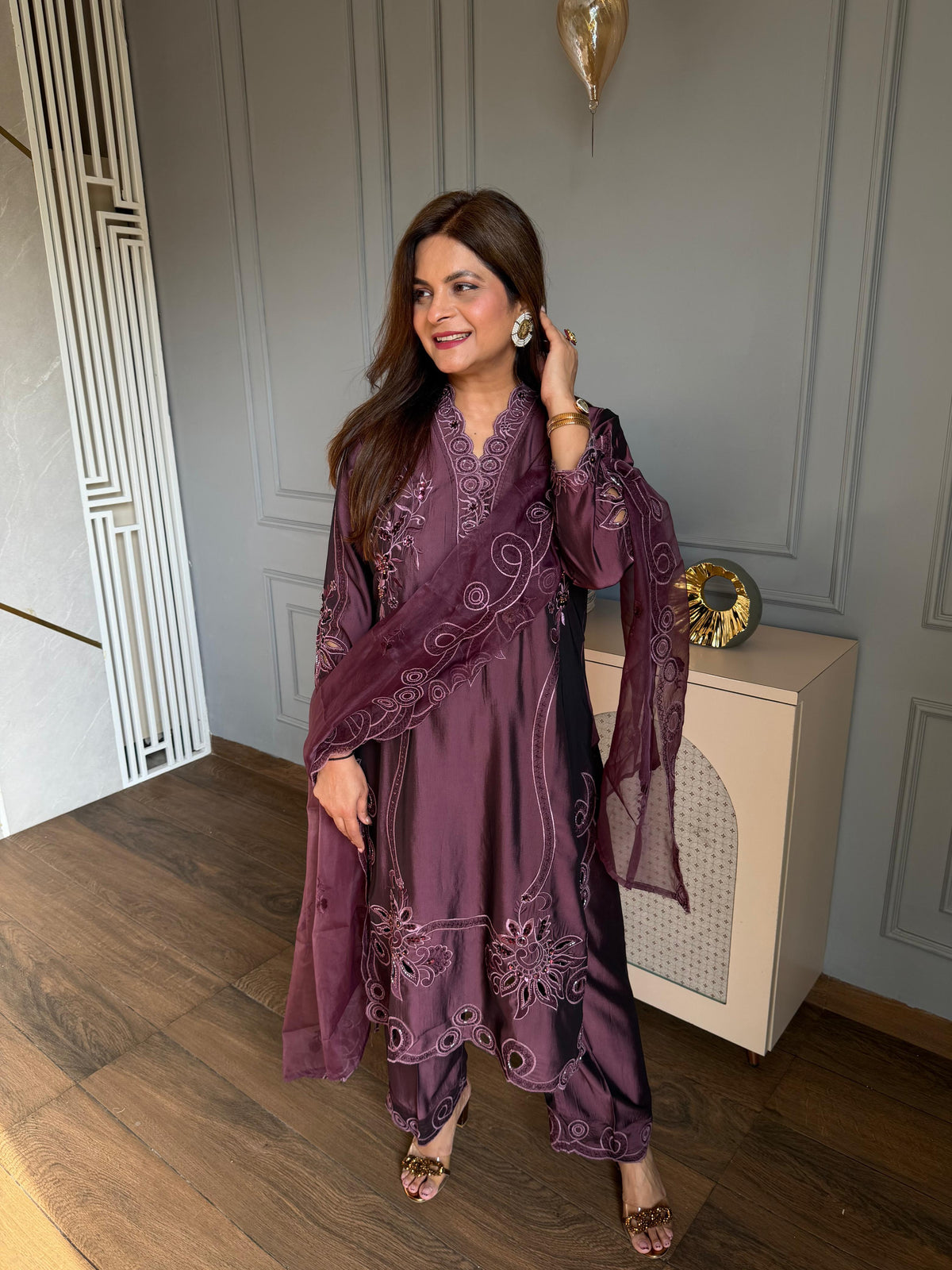 Most beautiful hotseller pakistani style embroidered suit (Aru)