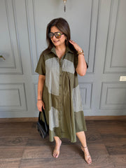 Imported loose cotton shirt cum dress (Oliva)