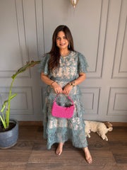 Imported net embroidered long dress (Kin)