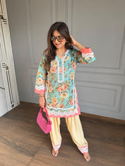 Pure cotton laced farshi salwar suit (Samridhi)
