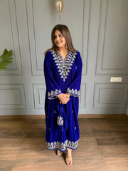 Stylish velvet kaftaan with mirror work (Kamal)