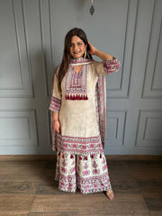 Pure crepe mirror work Sharara suits with full lining (Shikha)