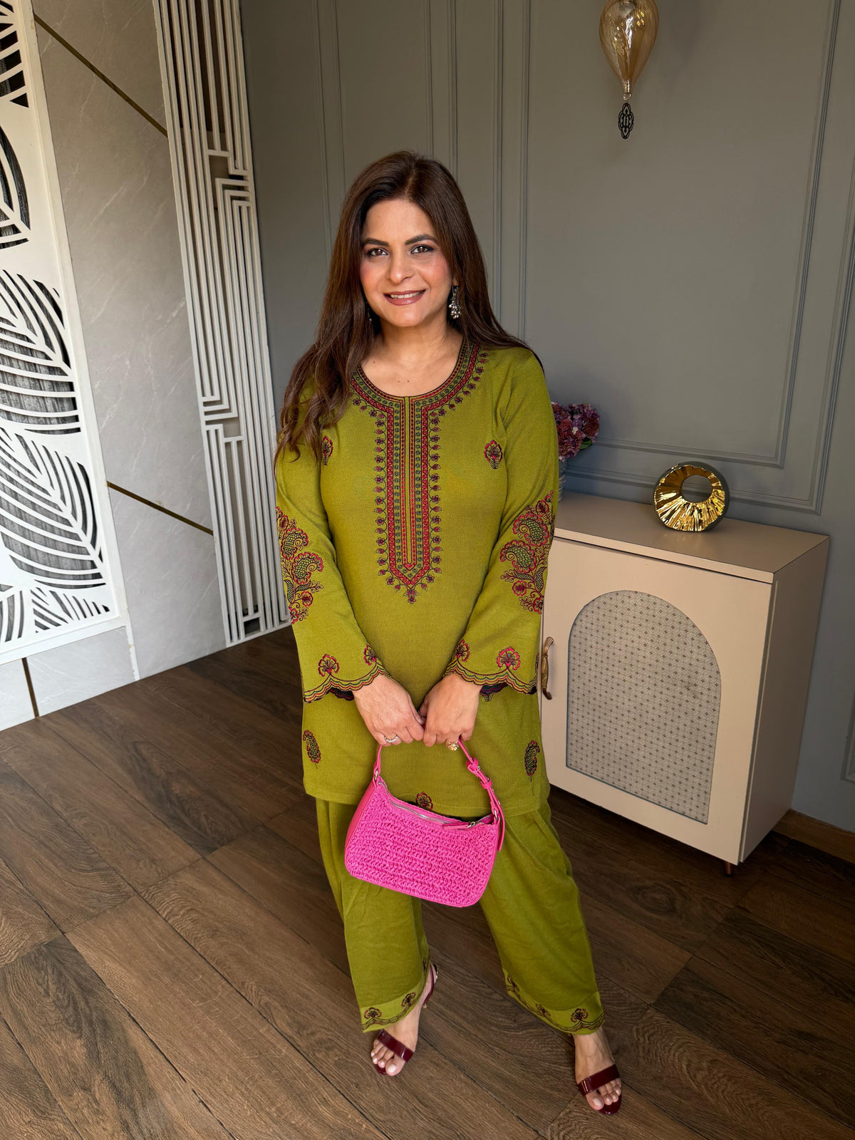 Woollen embroidered farshi salwar co-ord set (Abha)