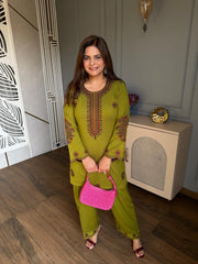 Woollen embroidered farshi salwar co-ord set (Abha)