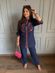 Imported embroidered denim co-ord set (Leila)