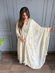 Real mirror detailing anarkali suit with detailing on all over shirt and dupatta (Radha)