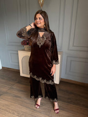 Hand embroidered strechable velvet suit (Twinkle)